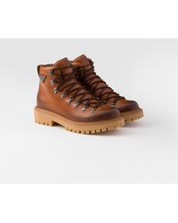 Prada - Laced Leather Booties - Lyst