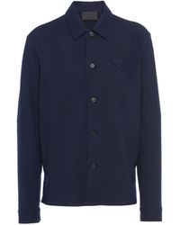 Prada - Triangle-Logo Wool-Blend Shirt - Lyst