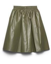 Prada - Pleated Nappa Leather Skirt - Lyst