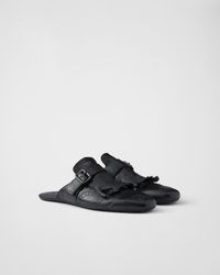 Prada - Shuffle Monkstrap-Mules Aus Leder Mit Fransen - Lyst
