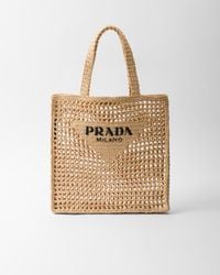 Prada - Logo-Embroidered Crochet Tote Bag - Lyst