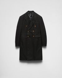 Prada - Double-Breasted Technical Cotton Coat - Lyst