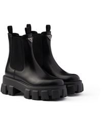 Prada - Monolith Chelsea Boots Aus Gebürstetem Leder, Damen, Größe - Lyst