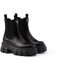 Prada - Monolith Brushed Leather Chelsea Boots - Lyst