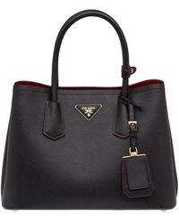 Prada - Small Saffiano Leather Double Bag - Lyst