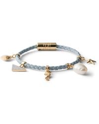 Prada - Geflochtenes Armband Mit Anhänger Aus Nappaleder, Damen, Größe - Lyst