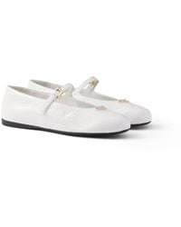 Prada - Leather Ballerina Shoes - Lyst