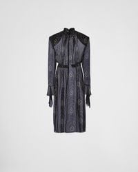 Prada - Bedrucktes Kleid Aus Georgette - Lyst