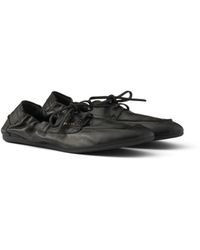 Prada - Shuffle Antiqued Leather Boat Shoes - Lyst