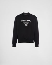 Prada - Oversized Cotton Jersey Logo Sweatshirt - Lyst