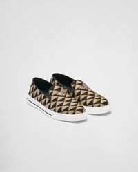 Prada - Embroidered Fabric Slip-on Shoes - Lyst