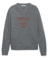 Prada - Cashmere And Wool Logo Crew-Neck Sweater - Lyst