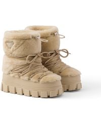 Prada - Shearling Après Ski Booties - Lyst