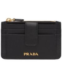 Prada Saffiano Leather Credit Card Holder in Black - Lyst