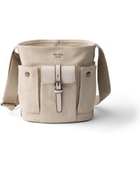 Prada - Route Mini Canvas And Leather Bucket Bag, Natural - Lyst