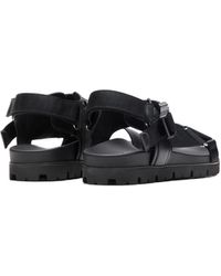 Prada Leather And Woven Tape Sandals in Black for Men - Save 34 