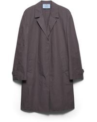 Prada - Single-Breasted Double Poplin Coat, Hematite - Lyst