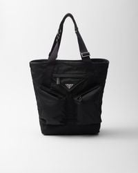 Prada - Re-Nylon And Leather Tote Bag - Lyst