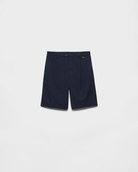 Prada - Vintage-Effect Cotton Bermudas - Lyst