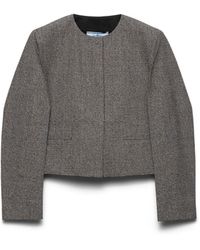 Prada - Chaqueta De Botonadura Simple Mouliné Príncipe De Gales, Mujer, Talla - Lyst