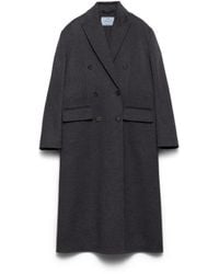 Prada - Double-Breasted Double Cashwool Coat - Lyst
