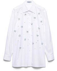 Prada - Embroidered Poplin Shirt - Lyst