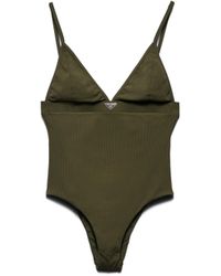 Prada - Ribbed Knit One-Piece Swimsuit - Lyst