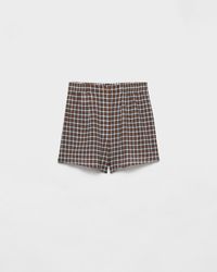 Prada - Checked Georgette Shorts - Lyst