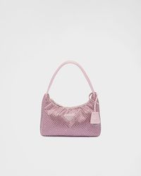 Prada - Mini Sac Re-Edition En Satin À Cristaux - Lyst