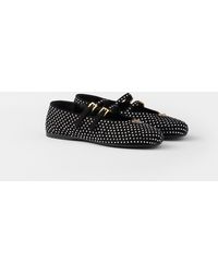 Prada - Crystal Suede Ballerina Flat - Lyst