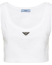 Prada - Cotton Triangle Crop Top - Lyst