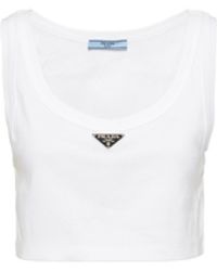 Prada - Crop Top De Jersey De Algodon - Lyst