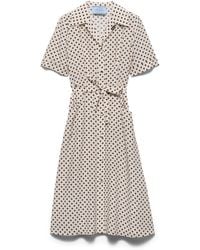 Prada - Polka-Dot Print Marocain Shirt Dress, Sable - Lyst