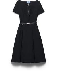 Prada - Embroidered Natté Fabric Dress - Lyst