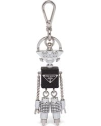 Prada - Robot Saffiano Leather Keychain Charm - Lyst