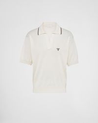 Prada - Silk And Cotton Polo Shirt - Lyst