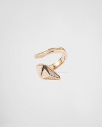 Prada - Eternal Gold Snake Ring In Yellow Gold And Diamonds - Lyst