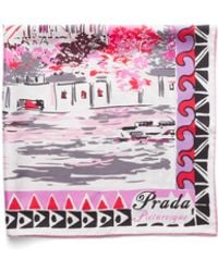 Prada - Pittoresque Paris Printed Silk 90 Foulard - Lyst