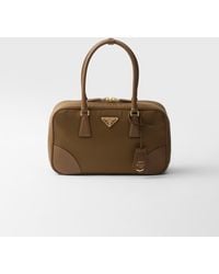 ハンドバッグ Prada Borsa Bauletto Media In Re-Nylon E Pelle Liscia ハンドバッグ PRADA BORSA BAULETTO MEDIA IN RE-NYLON E PELLE