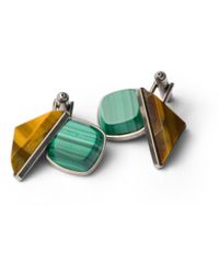 Prada - Metal And Semi-Precious Stone Cufflinks, Malachite/Tiger Eye - Lyst
