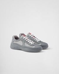 Prada - America's Cup Original Leather And Mesh Trainers - Lyst