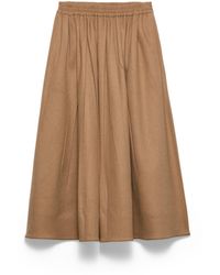 Prada - Camel-Hair Circle Midi-Skirt, Camel - Lyst