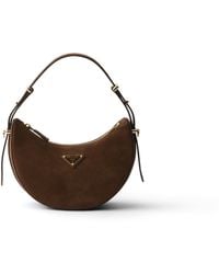 Prada - Arqué Mini Suede Shoulder Bag - Lyst