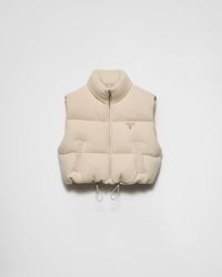 Prada - Embroidered Logo Wool-Cashmere Down Vest - Lyst
