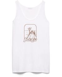 Prada - Printed Cotton Tank Top - Lyst