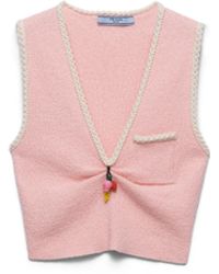 Prada - Cotton Bouclé Crop Top - Lyst