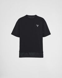 Prada - Jersey And Re-Nylon T-Shirt - Lyst