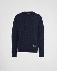 Prada - Cable Knit Cashmere Sweater - Lyst