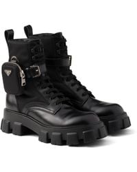 Prada - Monolith Lace-Up Boots With Pouch - Lyst