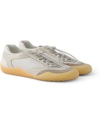 Prada - Speedrock Leather And Mesh Fabric Sneakers - Lyst
